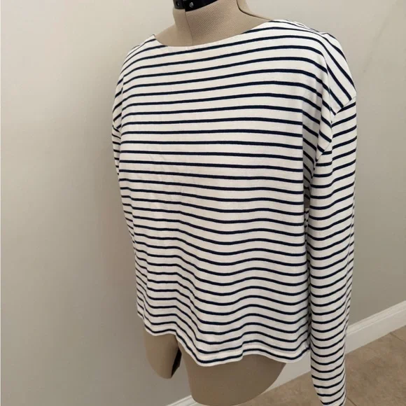J. Crew Navy & White Striped Bow-Back Top - Picture 3 of 7